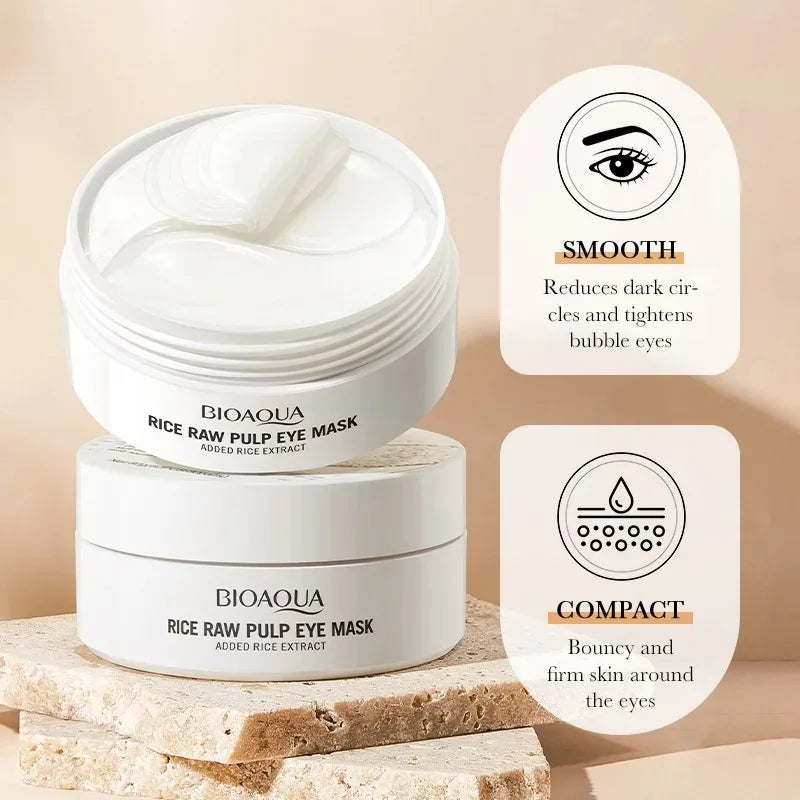 60 Pieces of Bioaqua Rice Eye Mask to Reduce Dark Circles, Remove Dark Spots, Tighten and Moisturize