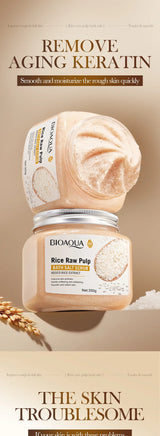 BIOAOUA Rice Pulp Bath Salt Scrub Gentle Exfoliating Body Scrub for Soft Smooth Skin Exfoliator Moisturize and Nourish
