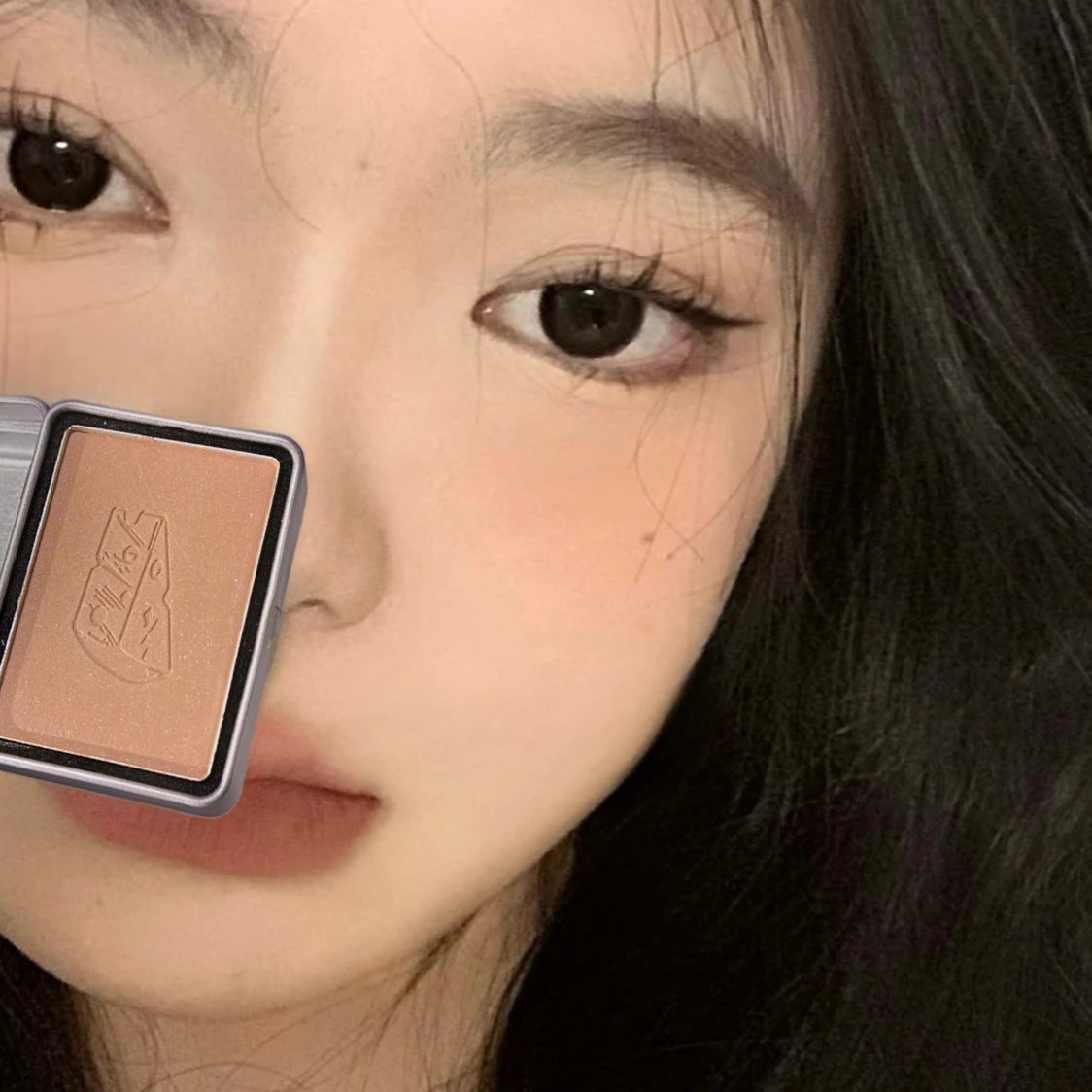 BLACKNANA Square Iron Box Single Color Blush Cream Low Saturation Gray Pink Long-lasting Makeup Tender Rouge