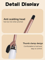 EU Plug 0.51"  Curling Iron, Constant Temp Hair Care, Auto Shutoff, Anti-Scald Stand, Perfect for Wool Curls