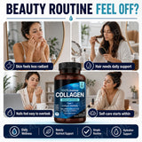 Marine Collagen Capsules for Women & Men, Type I Peptides with Hyaluronic Acid, Vitamin C & Biotin, Beauty Glow Nails, 60 Count