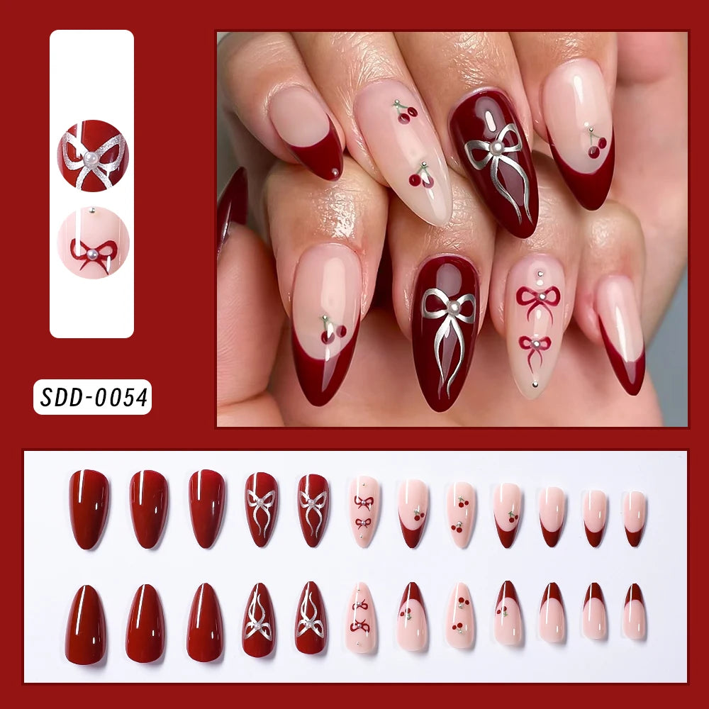 24Pcs Short Square Coffin False Nails French Glitter Wearable Fake Nails Acrylic Full Cover Women Ballet Press on Nails Tips