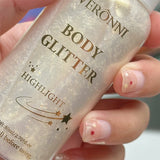 Body Highlighter Spray–Quick-Dry Non-Sticky Shimmer Mist, Fine Glitter for Hair & Skin,Water-Resistant Long-Lasting Summer Glow