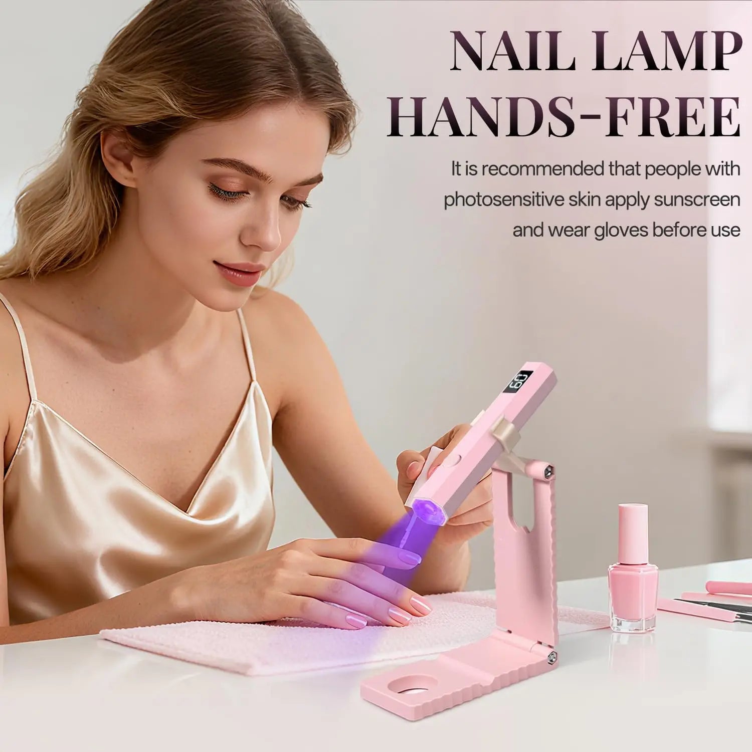 Convenient Handheld UV/LED Nail Lamp Set Handheld Light with Stand LCD Display USB Gel Nail Dryer for Quick Curing All
