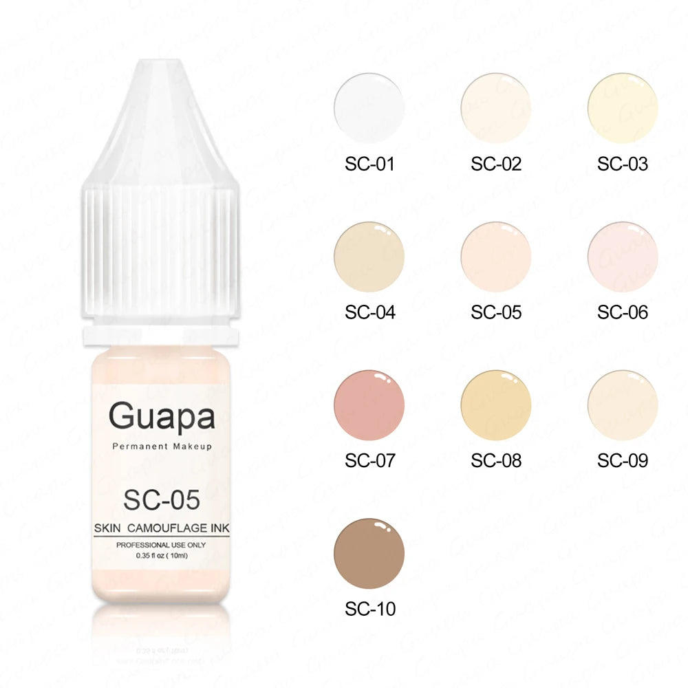 Guapa 10ml Permanent Makeup Ink Stretch Mark Camouflage Pigments Skin Tone Scar Camouflage Tattoo Ink for Restore Skin Tone