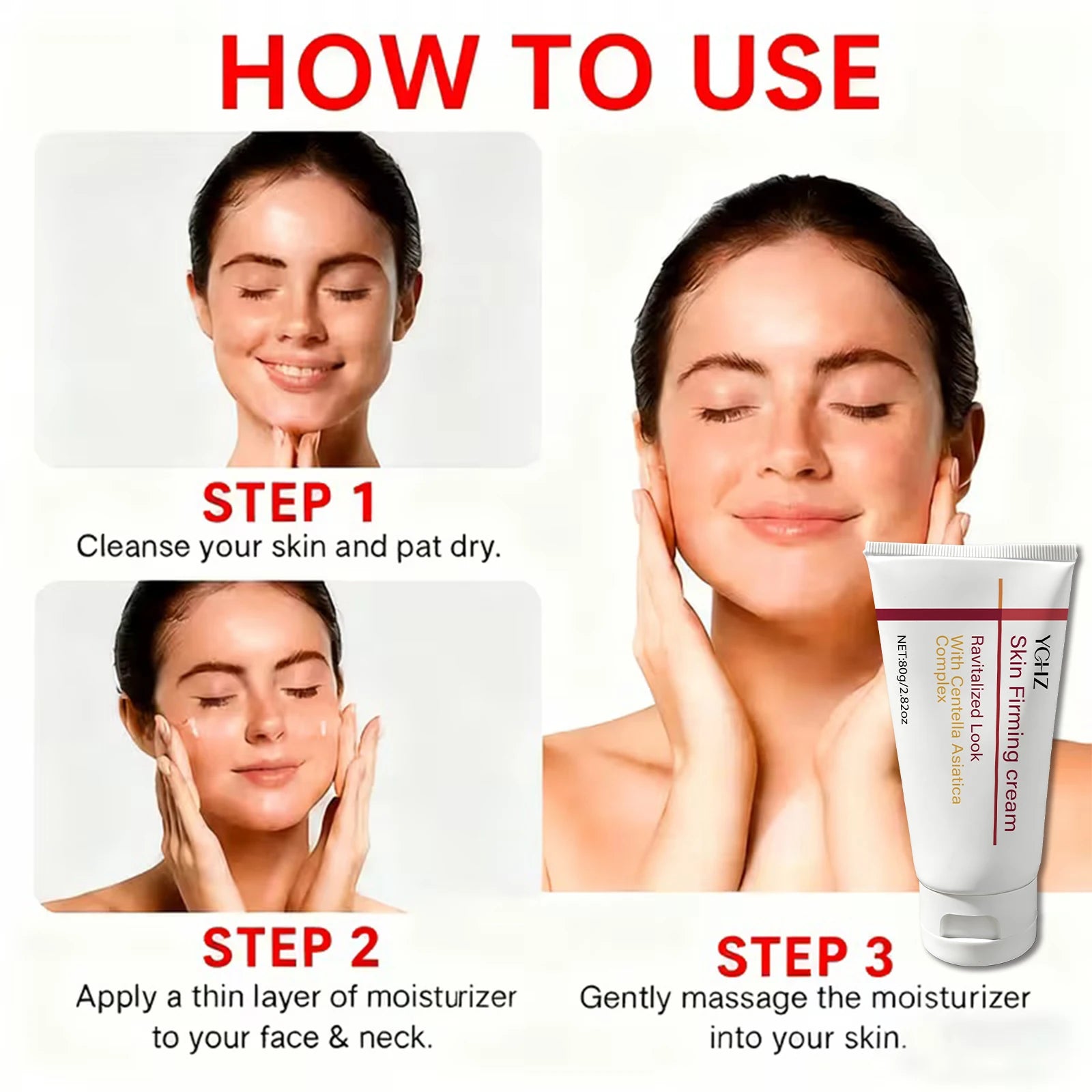 Ychz Korean Anti-Aging Moisturizing Cream, Containing Centella Asiatica, Reduces Wrinkles, Tightens Skin, Deeply Hydrates, and Absorbs Quickly, 80g