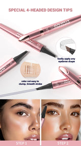 Four Claw Liquid Eyebrow Pen Waterproof Sweatproof Long Lasting 3D Wild Brow Microblading Makeup for Beginners
