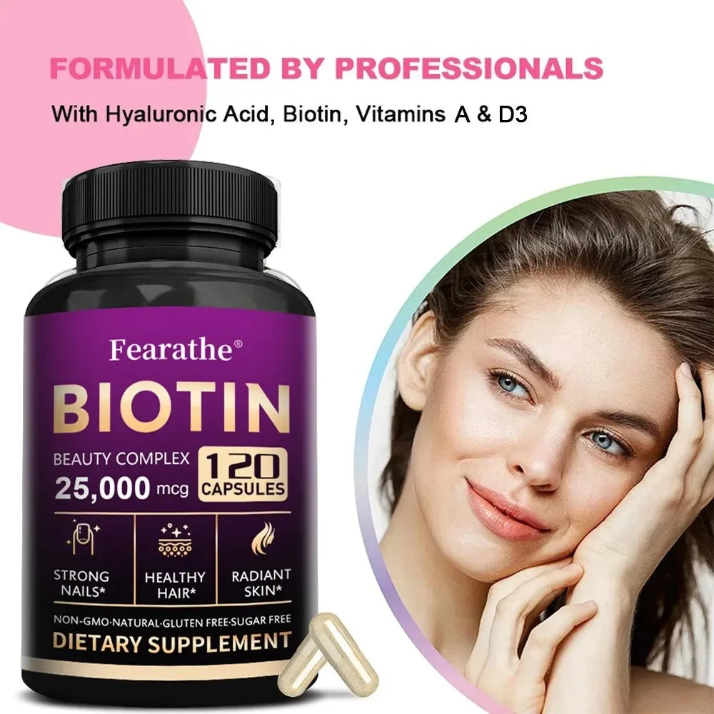 Powerful Marine Collagen - with Hyaluronic Acid, Biotin & MSM - Skin, Nails & Joint Health, Anti-Aging, Boost Energy