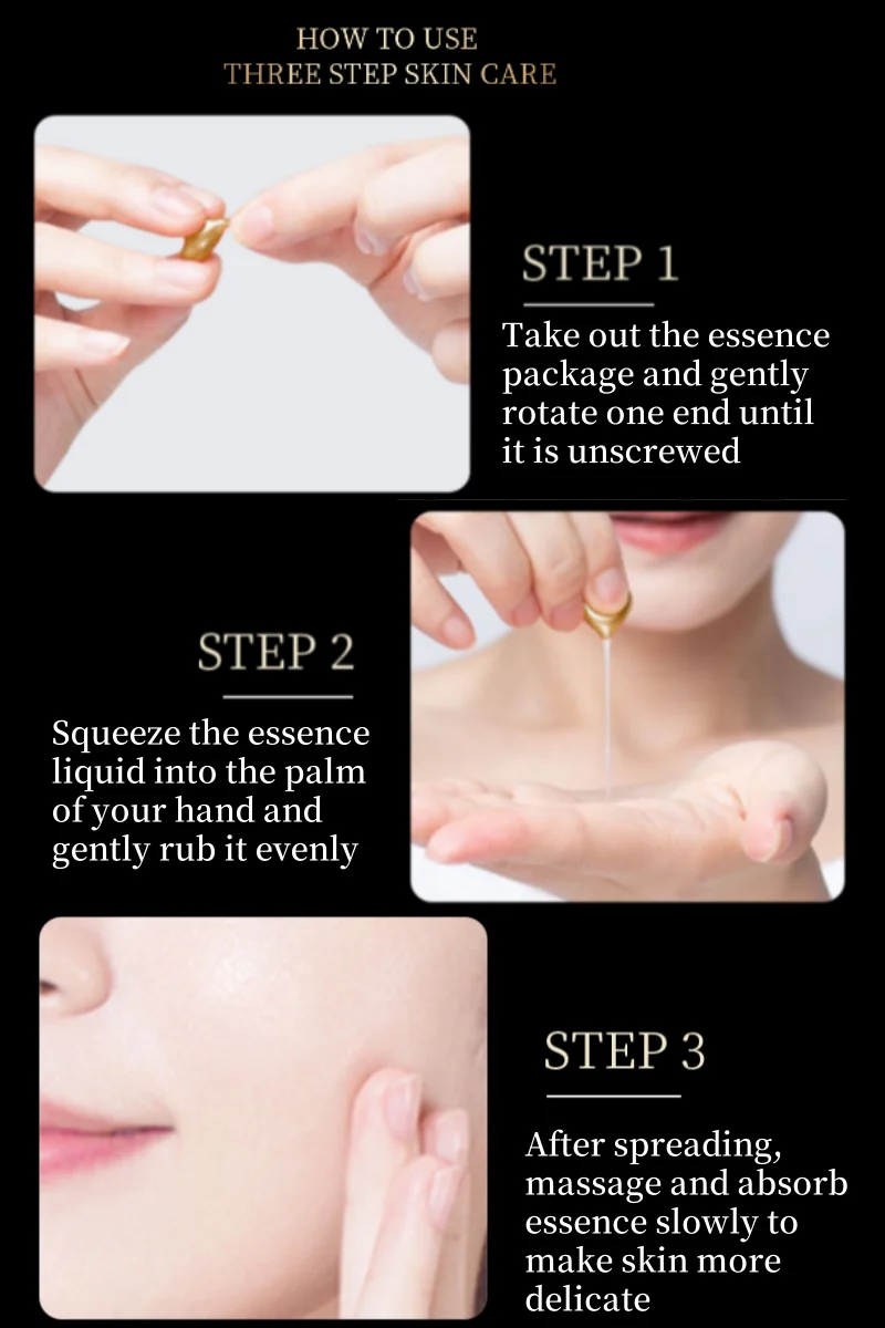 Golden Skin Care Essence Capsules, Glycerin, Retinol, Collagen Firming Skincare, Non-Sticky