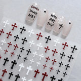 Adhesive stickers with European and American style cross snake black and white wave dot hot silver line letter nail stickers