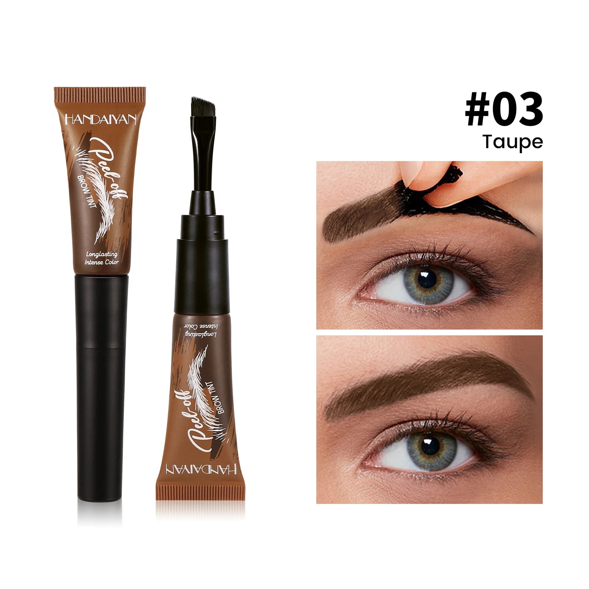 HANDAIYAN 5-color brush head peel-off eyebrow tint Waterproof, long-lasting, and smudge-proof peel-off eyebrow tint