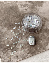 Square silver glitter nail accessories boxed, simple and sparkling, light luxury style , nail decorations