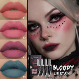 Gothic Bloody Lip Stain Matte Dark Red Green Halloween Lip Glaze Tint Knife Shaped Bottle Vampire Lipstick Makeup Waterproof
