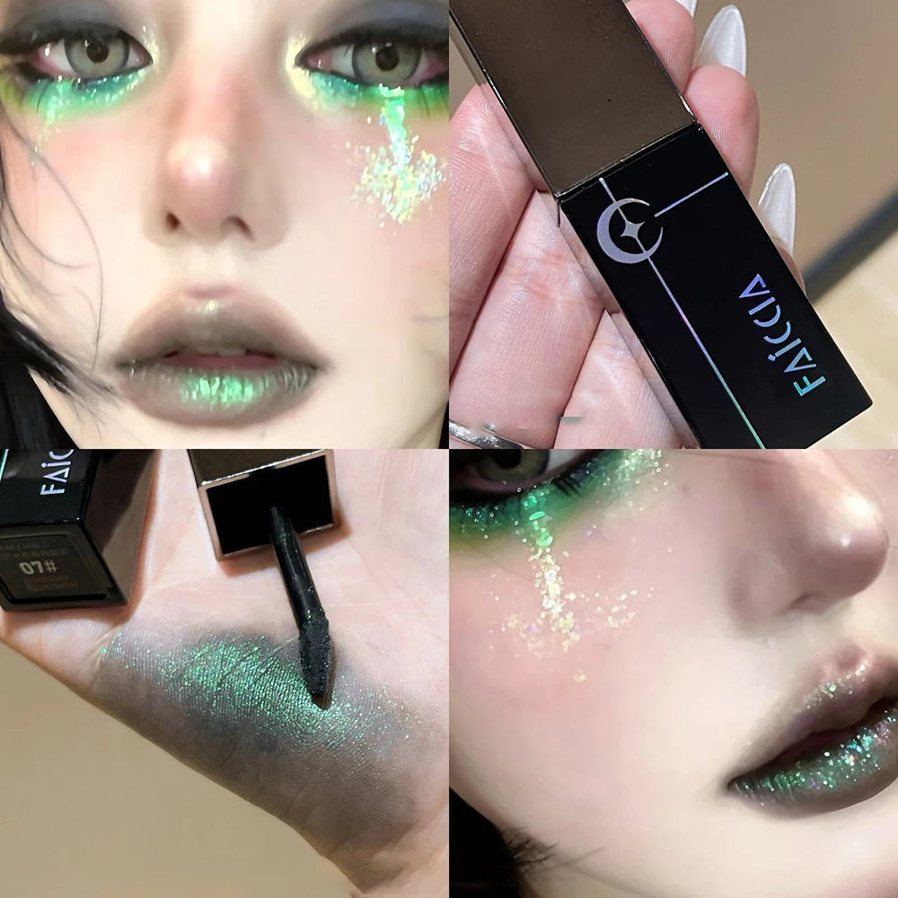 Pearlescent Polarized Green Lip Mud Gloss Fine Shimmer Lip Glaze Plumping Gothic Black Moisturizing Shiny Halloween Lips Makeup
