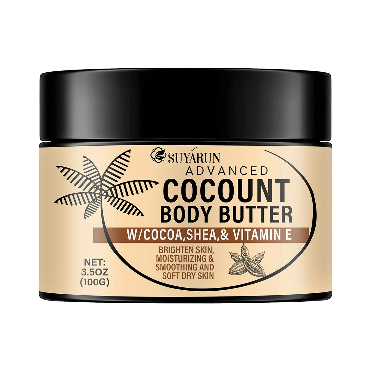 SUYARUN Deep Moisturizing Cream for Dry Skin, Organic Hydration with Coconut Oil, Fast Absorbing, 24 Hour Nourishing.