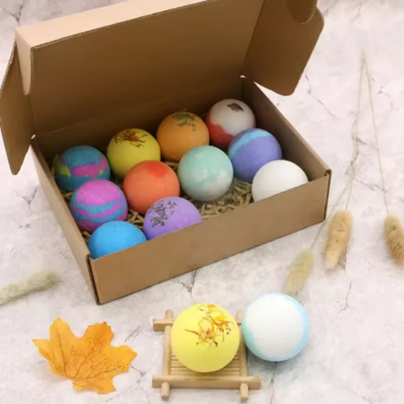 12pcs 20g/60g Bath Gift Natural Mini Handmade Bathing Foot Spa Bomb Rich Essential Oils Moisturizing Dry Skin Relaxing Scent