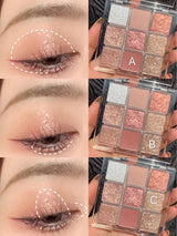 DIKALU Spring And Summer New Eyeshadow Palette Oh Rosy Nine Palace Grid Auto Focus Low Saturation Smoke Powder Rose Plate
