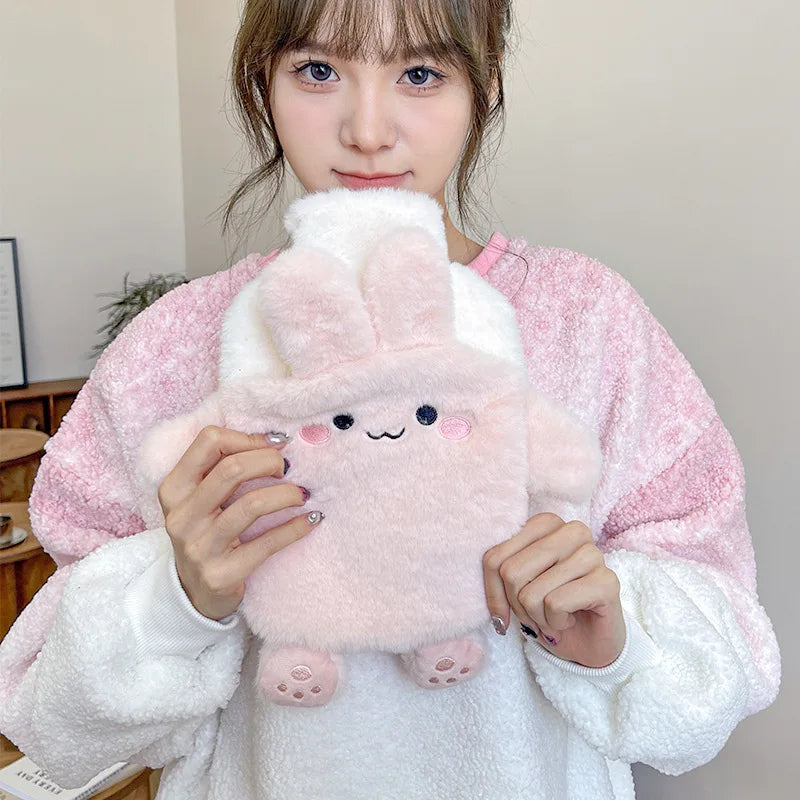 Plush Hot Water Bottle Kawaii Winter Warm Hot Water Bag for Period Pain Hand Warmer Girls Hand Feet Warm Water Heating Pad