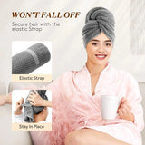 Super Absorbent Elastic Band Head Towel for Women's Hair Drying - Extra Large Microfiber Hair Towel Wrap with Headband