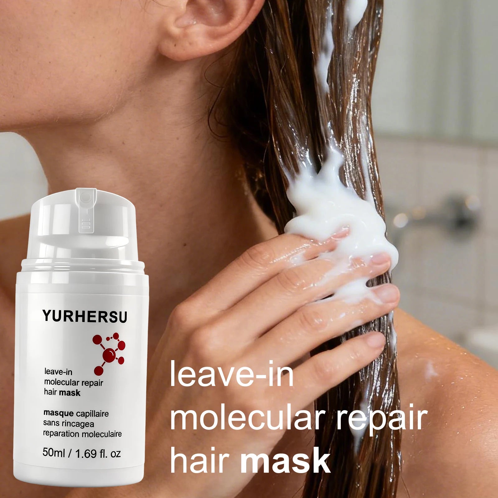 Molecular Repair Leave-In Hair Mask Keratin Peptide Reconnect Hair Bonds Strength Elasticity For Bleached Color Treated Hair