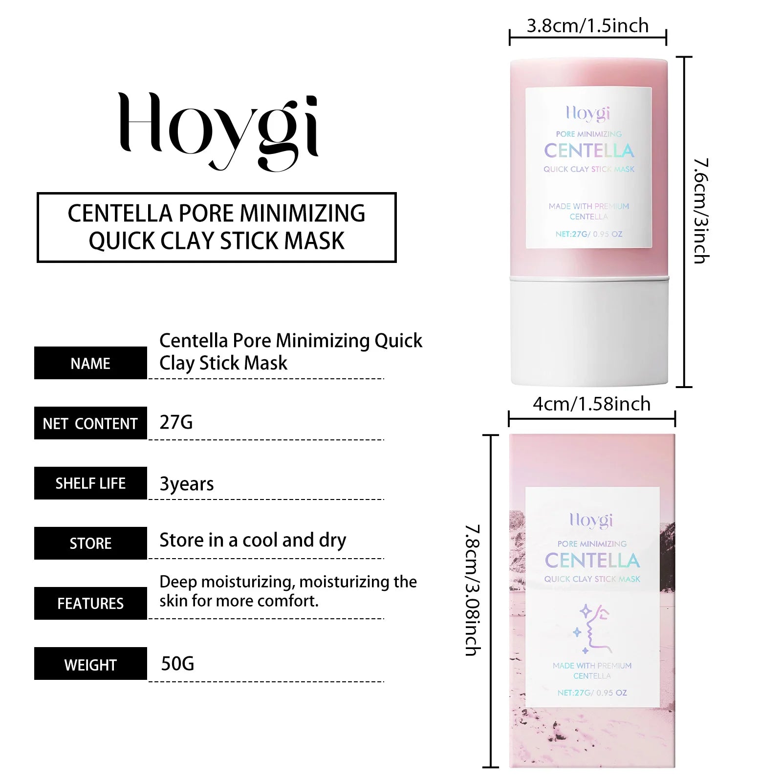 Centella Clay Stick Mask Pore Minimizing Quick Moisturizing Soothing Facial Brightening Face Mask Skin Care 27g