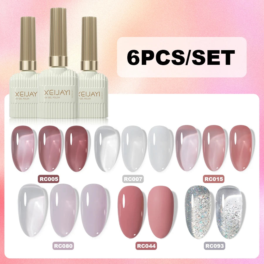 XEIJAYI 6Pcs 15Ml Nail Gel Polish Set Perfect For Soak Off Gel Nail Polish Or Home & Salon Nail Art Diy