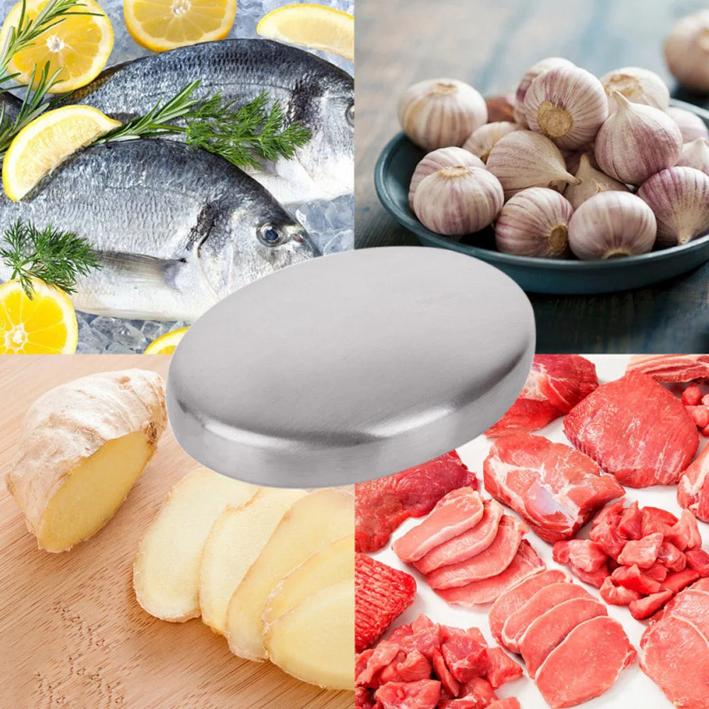 1PC 304 Stainless Steel Deodorant Soap Oval Hand Washer Deodorizing Metal Soaps Bactericidal Cleaning Products Kitchen Tools