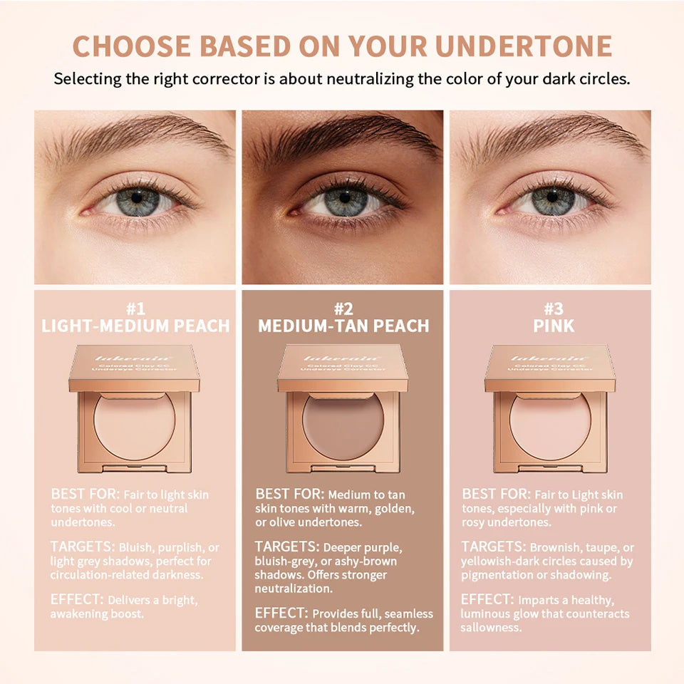 Undereye Color Correction Concealer Fine Clay Texture Brightening Smoothing Skin Waterproof Moisturizes Quick Cover Dark Circles