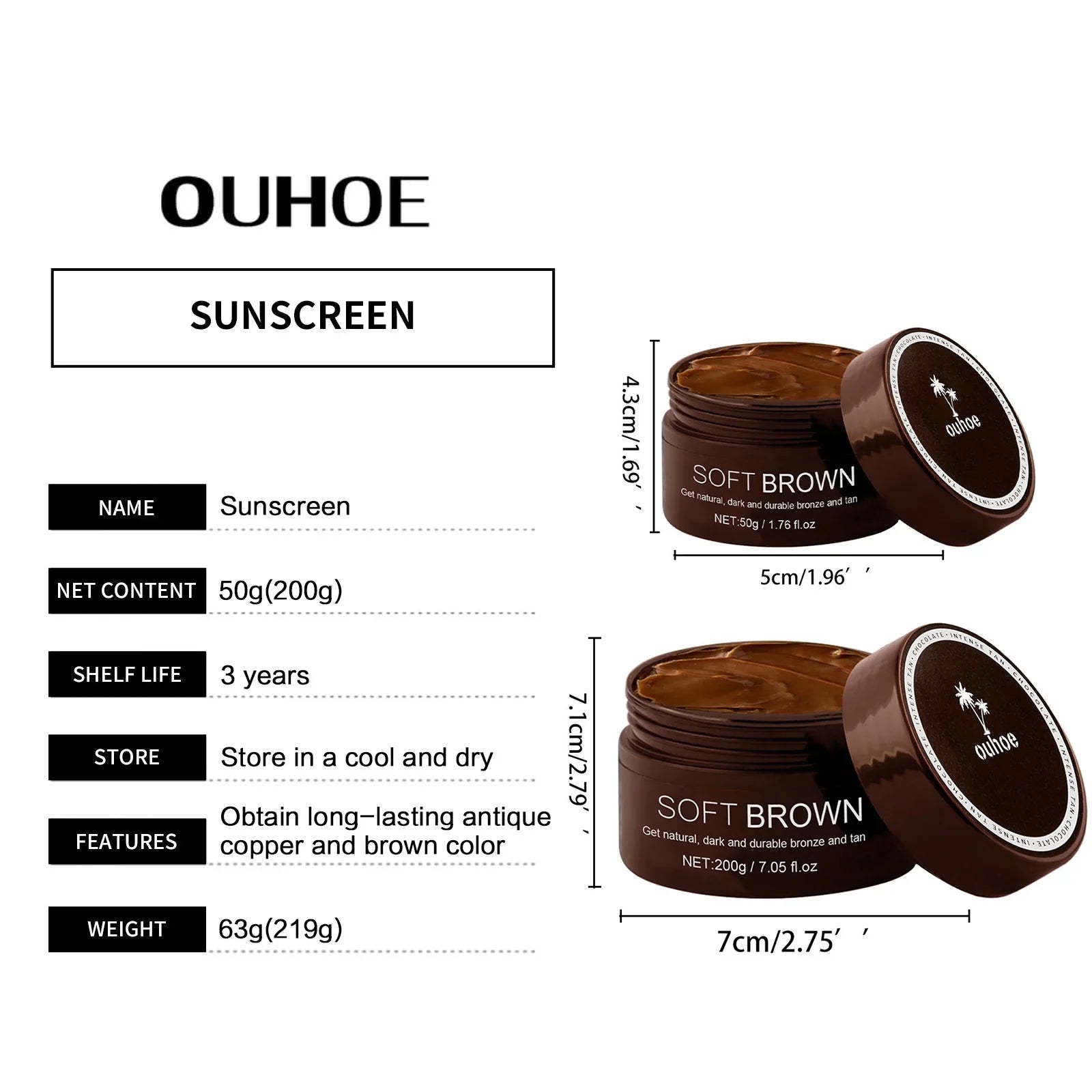 Soft Brown Self-Tanning Cream Intensive Tanning Outdoor Summer Beach Brown Bronzer Long Lasting Sunless Fake Tan Body Lotion