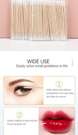 Disposable Ultra-small Double-end Wood Cotton  Swab 100pcs Lint Free Micro Brushes Eyelash Extension Glue Removing Tools