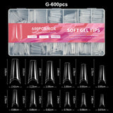 Luxury False Nail Tips Soft Gel Fingertip Semi-matte Capsules Almond French Coffin Full Cover Artificial Fake Nails Extension