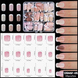 150Pcs/Box Acrylic Press on Nails Full Cover Fake False Tips Soft Gel Extension T-shaped Oval Capsule Almond Sculpted Salon DIY