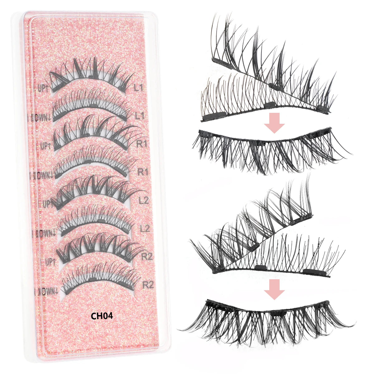 1/2 Pair Reusable Magnetic Eyelashes Tweezers Set Faux Mink Lashes Handmade 3D Natural False Eyelashes and Magnetic Tweezers Set