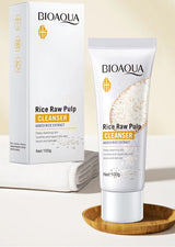 BIOAQUA Rice Raw Pulp Facial Cleanser Face Wash Foam skincare Moisturizing Skin Brightening Rejuvenation Face Cleanser Skin Care