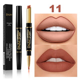 DNM 2 In 1 Matte Lipstick Pencil Double Head Lip Liner Pen Long Lasting Waterproof Lady Charming Nude Red Lipliner Pencil Makeup