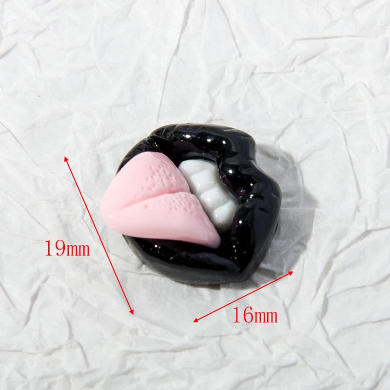 3D Red/Black Lips Love Valentine Nail Charms Sweet Lover Heart Resin Design Jewelry Nails Art Manicure Decoration Accessories