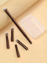 6Pcs Mini Travel Eyeshadow Makeup Brushes Set Portable Small Eye Shadow Blending Concealer Brush With Storage Case For Daily Makeup
