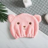 Super Absorbent Hair Drying Bath Towel Cap Cute Cartoon Bear Microfibre Soft Dry Hair Wrap Bathroom Accessories Bonnets