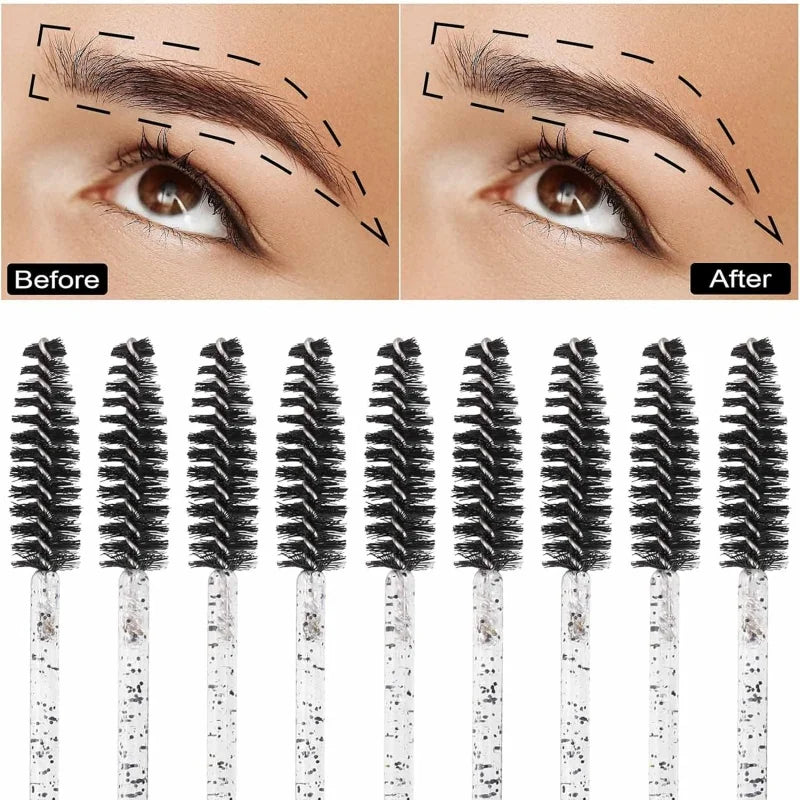 25/50/100 Pcs Eyelash Brushes Mascara Wands Eyelash Makeup Brush Spoolies for Eyebrow Eye Lash Extension Removing Beauty Tools