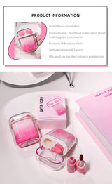 GEGE BEAR Heart-beating Water Gloss Velvet Matte Lip Glaze Combination Two-pack Mirror Matte Headphone Shaped Pendant Lip Glaze