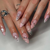 24 false nail pieces shipped randomly, Instagram-style false nails, wearable full-coverage almond-shaped press-on nails.
