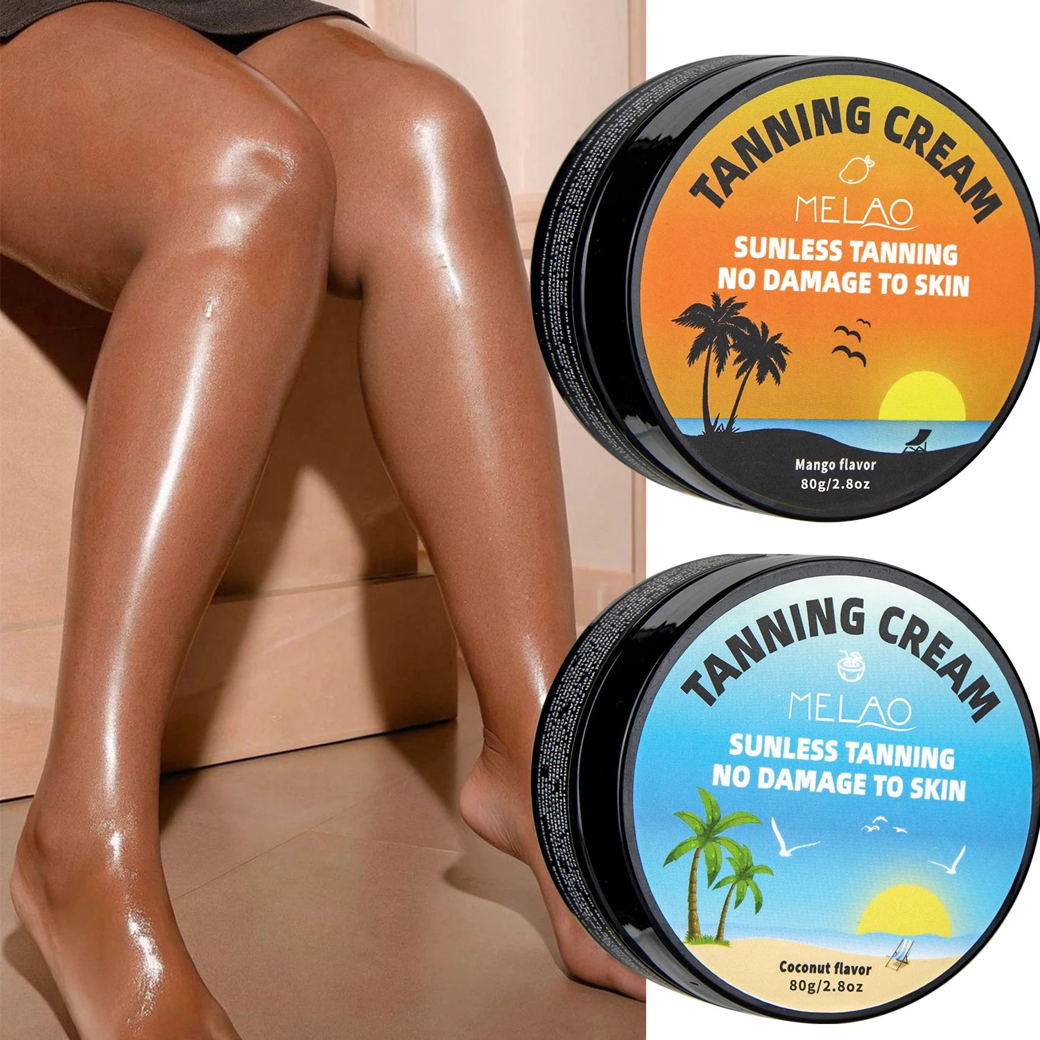MELAO Sunless Self Tanning Cream For Body, Sunless Tanning Lotion For Men & Women