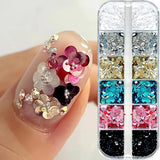 3D Spliced Flower Polka Dot Nail Art Sequins 12 Grids Retro 1-3mm Round Nail Glitter Sparkling Flakes Nail Charms Manicure Decro
