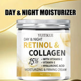 YUITIKUE 15% Retinol Collagen Day&Night Cream 100g - Lift Firm Moisturize with Vit C/E Hyaluronic Acid