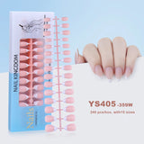 150Pcs/Box Acrylic Press on Nails Full Cover Fake False Tips Soft Gel Extension T-shaped Oval Capsule Almond Sculpted Salon DIY