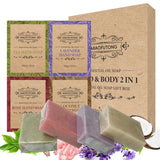 4pcs Plant Matte Pellet Soap Coconut Oil Lavender Rose Essential Oil Wash Face Wash Hand Soap Set Box Holiday Gift, Christmas