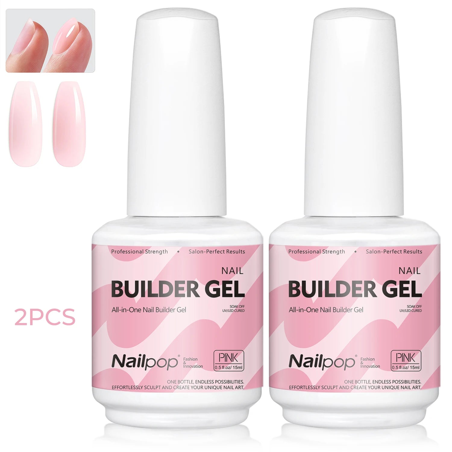 Nailpop 7 IN 1 Nail Glue Gel 15ml Gellack UV Nails Builder Gel Apex & Extension Soak off Base Gel Top Coat  HEMA FREE