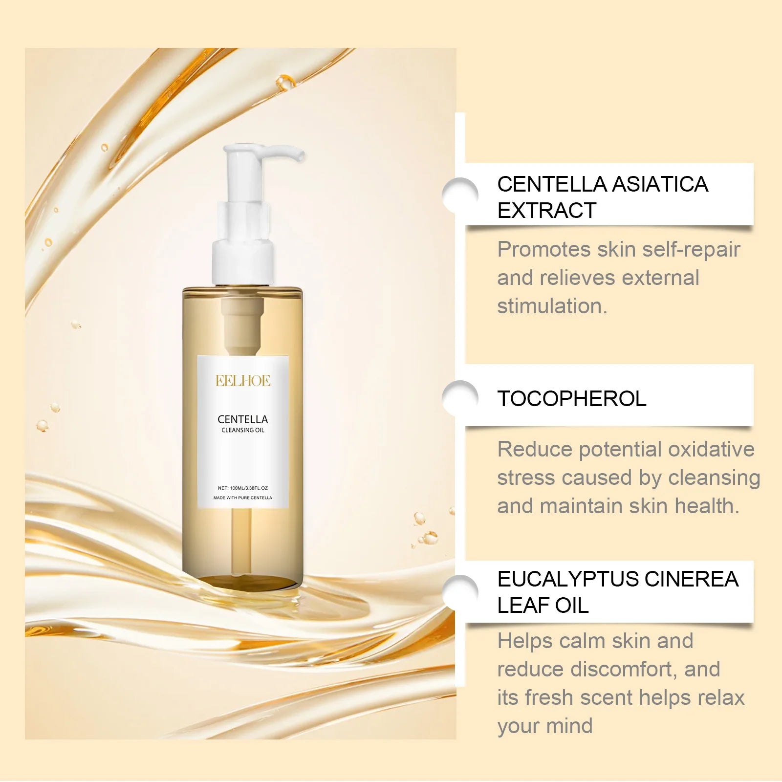 Centella Asiatica Cleansing Oil Makeup Remover Refreshing Clean Pores Oil Control Hydration Gentle Soothing Cleanser Facial Care
