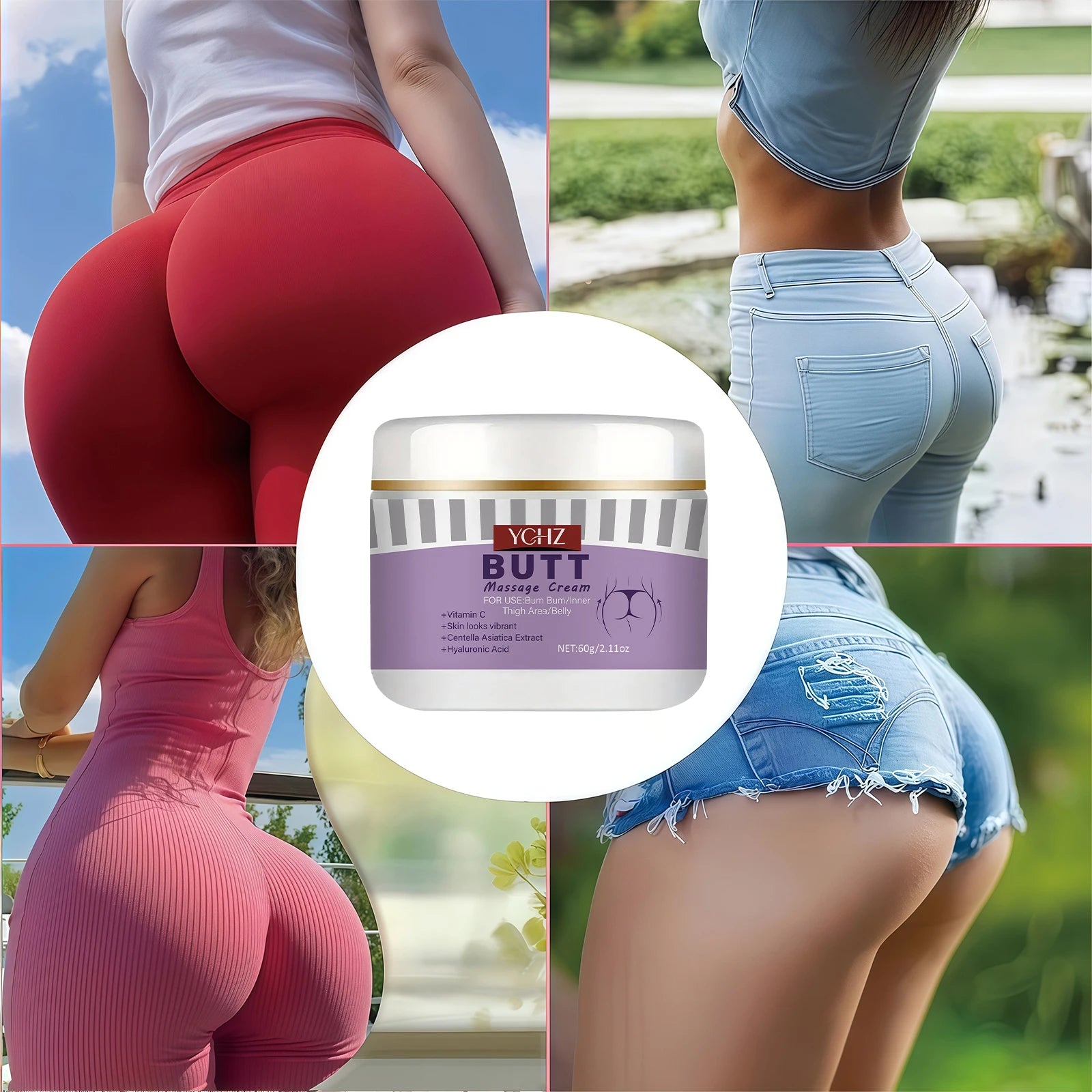 Butt Cream, Containing Vitamin E - Instant Butt-Lifting and Firming Massage Gel, Moisturizing and Plumping Cream, Specially Designed for Butt Shaping and Care - 60g