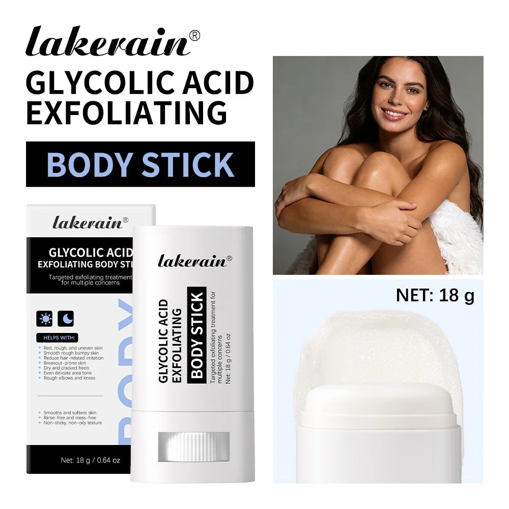 Lakerain Exfoliating Body Stick Multiple Glycolic Acid Cleaning Long-lasting Moisturizing Nourishing Smoothing Skin Care